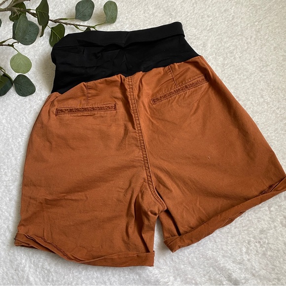 A:Glow | full panel maternity rust colored embroidered shorts - Picture 6 of 6